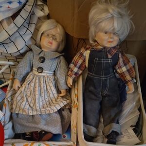 Vintage Style Doll Set with Plaid and Floral Outfits